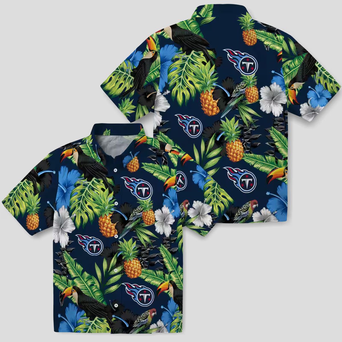 NFL Tennessee Titans Hawaiian Shirt, Toucan Hibiscus Pineapple Design for Summer Beach Fun