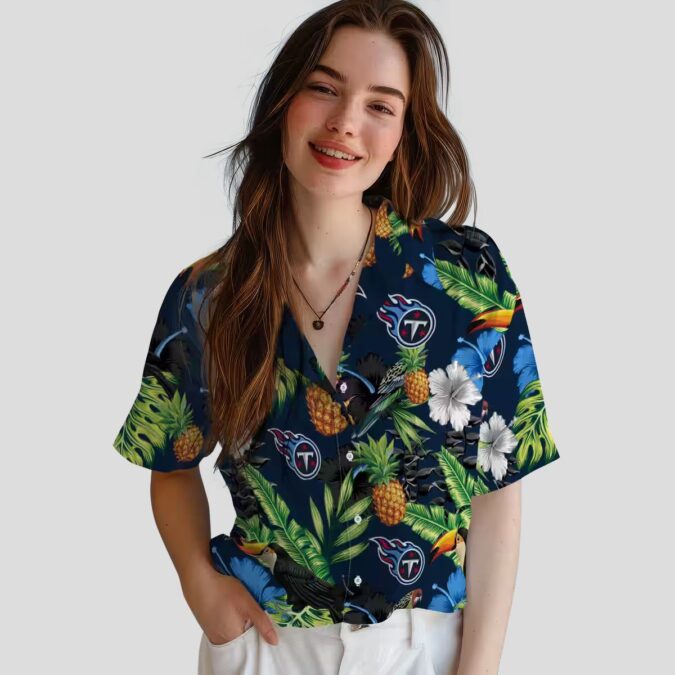 NFL Tennessee Titans Hawaiian Shirt, Toucan Hibiscus Pineapple Design for Summer Beach Fun