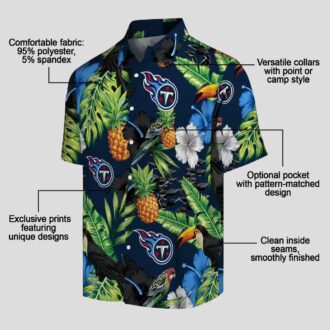 NFL Tennessee Titans Hawaiian Shirt, Toucan Hibiscus Pineapple Design for Summer Beach Fun