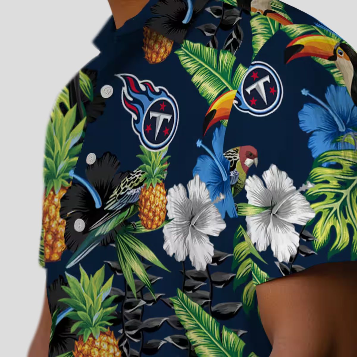 NFL Tennessee Titans Hawaiian Shirt, Toucan Hibiscus Pineapple Design for Summer Beach Fun