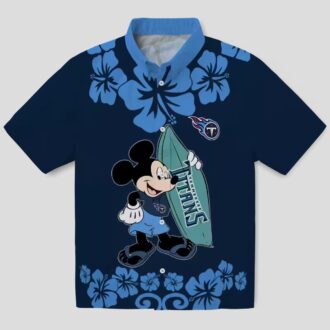 NFL Tennessee Titans Mickey Mouse Surfing Shirt, Navy Hawaiian Style for NFL Fans
