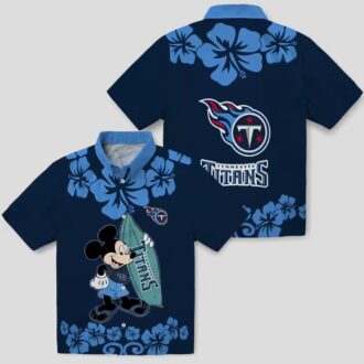 NFL Tennessee Titans Mickey Mouse Surfing Shirt, Navy Hawaiian Style for NFL Fans