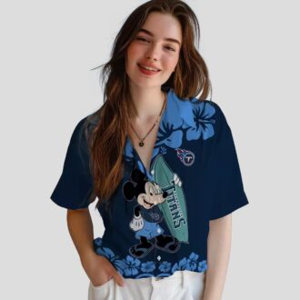 NFL Tennessee Titans Mickey Mouse Surfing Shirt, Navy Hawaiian Style for NFL Fans