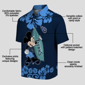 NFL Tennessee Titans Mickey Mouse Surfing Shirt, Navy Hawaiian Style for NFL Fans