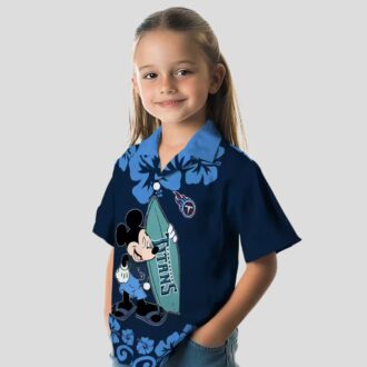 NFL Tennessee Titans Mickey Mouse Surfing Shirt, Navy Hawaiian Style for NFL Fans
