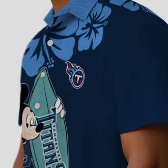 NFL Tennessee Titans Mickey Mouse Surfing Shirt, Navy Hawaiian Style for NFL Fans