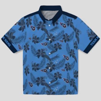 Personalized Tennessee Titans Hawaiian Shirt, Blue Botanical Print Aloha Shirt for NFL Fans