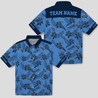 Personalized Tennessee Titans Hawaiian Shirt, Blue Botanical Print Aloha Shirt for NFL Fans