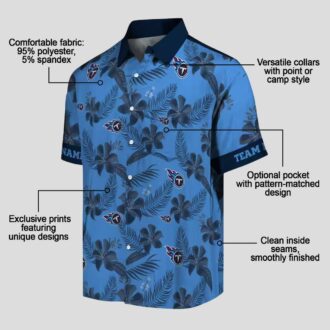Personalized Tennessee Titans Hawaiian Shirt, Blue Botanical Print Aloha Shirt for NFL Fans