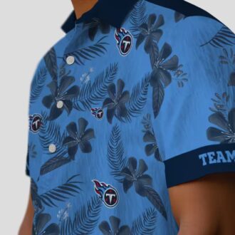 Personalized Tennessee Titans Hawaiian Shirt, Blue Botanical Print Aloha Shirt for NFL Fans