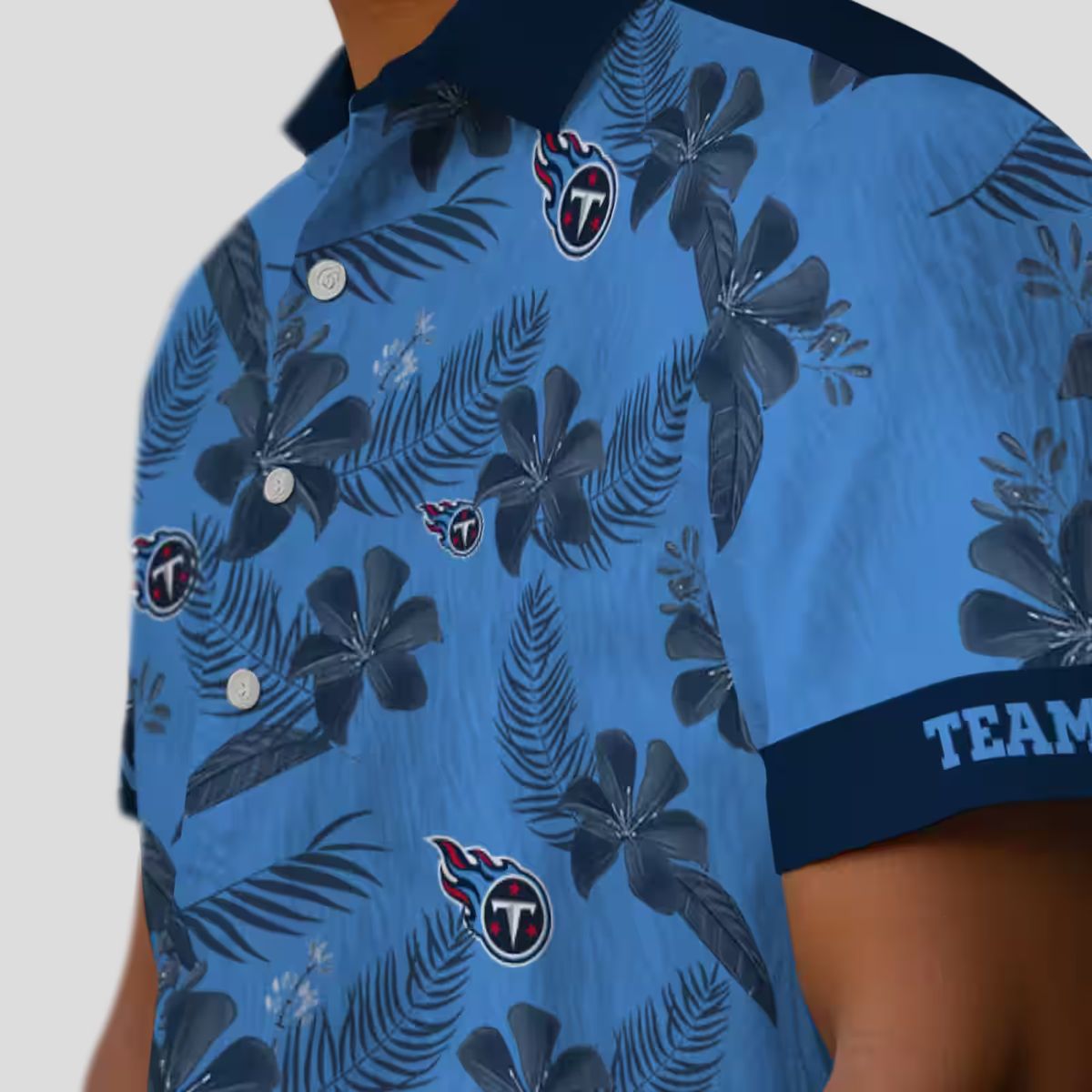 Personalized Tennessee Titans Hawaiian Shirt, Blue Botanical Print Aloha Shirt for NFL Fans