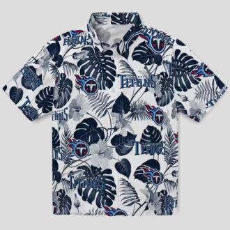 Tennessee Titans Aloha Hawaiian Shirt, Tropical Navy White Plants Design for NFL Fans