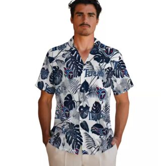 Tennessee Titans Aloha Hawaiian Shirt, Tropical Navy White Plants Design for NFL Fans