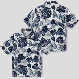 Tennessee Titans Aloha Hawaiian Shirt, Tropical Navy White Plants Design for NFL Fans