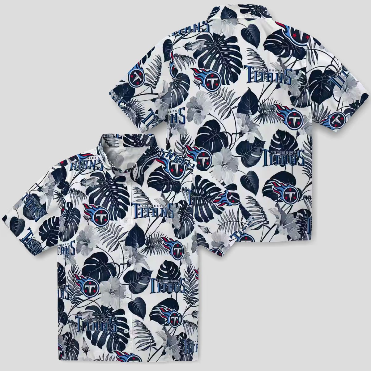 Tennessee Titans Aloha Hawaiian Shirt, Tropical Navy White Plants Design for NFL Fans
