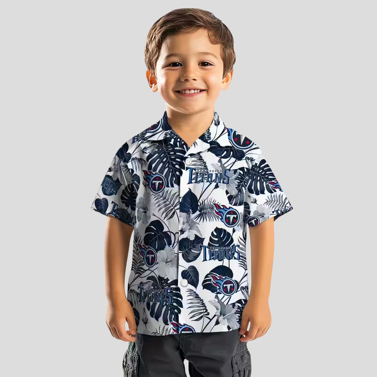 Tennessee Titans Aloha Hawaiian Shirt, Tropical Navy White Plants Design for NFL Fans