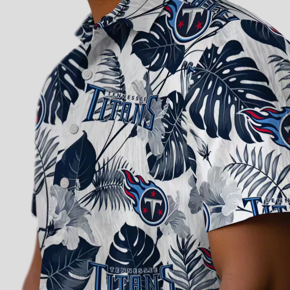Tennessee Titans Aloha Hawaiian Shirt, Tropical Navy White Plants Design for NFL Fans