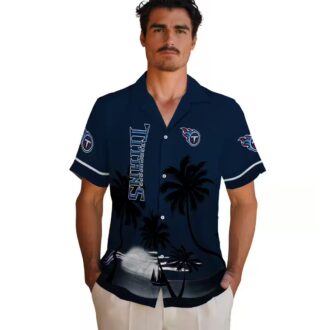 Tennessee Titans Beach Sunset Hawaiian Shirt, Navy Black NFL Shirt for Summerf