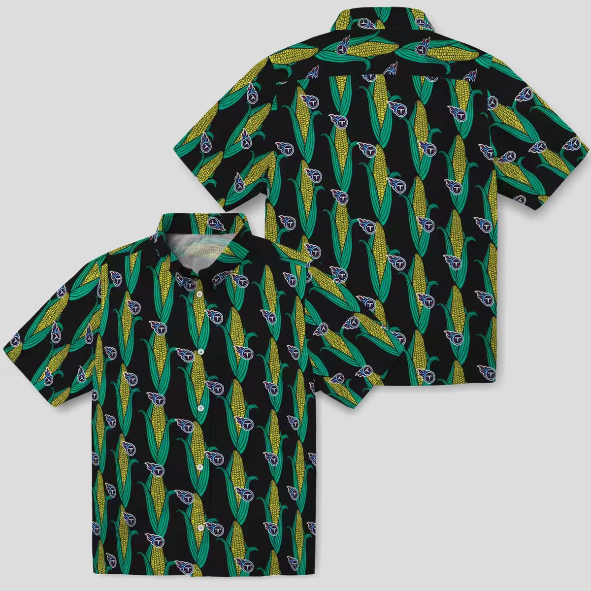 Tennessee Titans Black Green Hawaiian Shirt, Corn Motif Design for NFL Fans