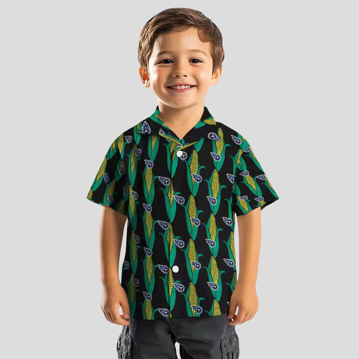 Tennessee Titans Black Green Hawaiian Shirt, Corn Motif Design for NFL Fans