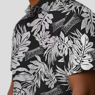 Tennessee Titans Black Hawaiian Shirt, Monstera Leaf Tropical NFL Fan Apparel