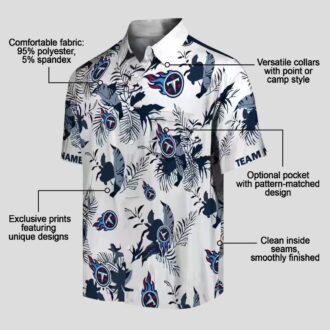 Tennessee Titans Botanical Theme Hawaiian Shirt, Custom Navy White Design for NFL Fans