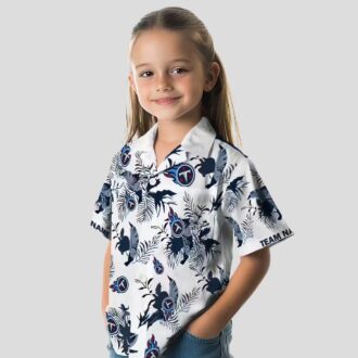 Tennessee Titans Botanical Theme Hawaiian Shirt, Custom Navy White Design for NFL Fans