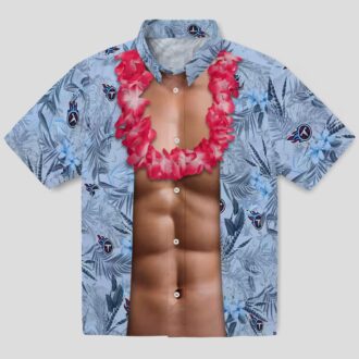 Tennessee Titans Chest Illusion Navy Shirt, Tropical Hawaiian Style for NFL Game Days