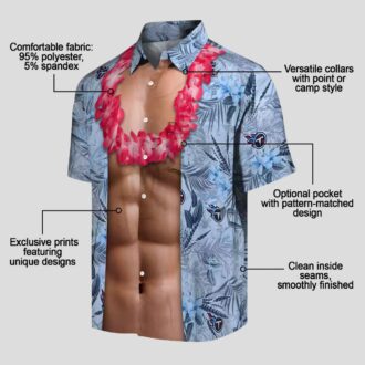 Tennessee Titans Chest Illusion Navy Shirt, Tropical Hawaiian Style for NFL Game Days