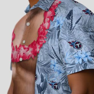 Tennessee Titans Chest Illusion Navy Shirt, Tropical Hawaiian Style for NFL Game Days
