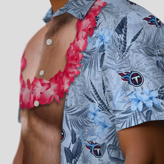Tennessee Titans Chest Illusion Navy Shirt, Tropical Hawaiian Style for NFL Game Days