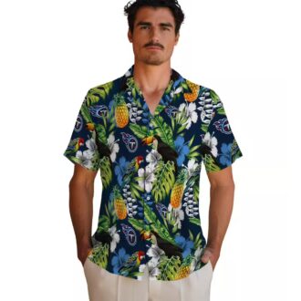 Tennessee Titans Custom Tropical Hawaiian Shirt, Toucan Navy Green Design for Women
