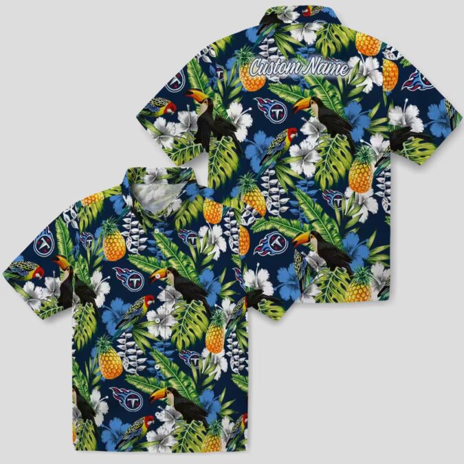 Tennessee Titans Custom Tropical Hawaiian Shirt, Toucan Navy Green Design for Women