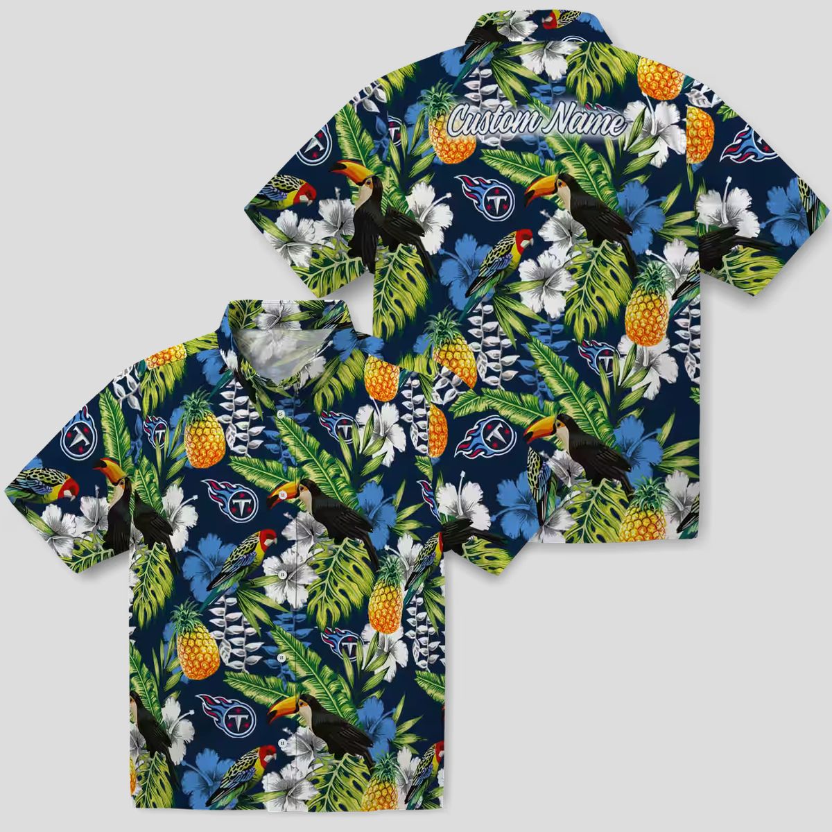 Tennessee Titans Custom Tropical Hawaiian Shirt, Toucan Navy Green Design for Women