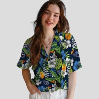 Tennessee Titans Custom Tropical Hawaiian Shirt, Toucan Navy Green Design for Women