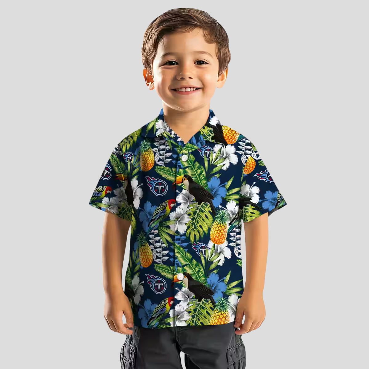 Tennessee Titans Custom Tropical Hawaiian Shirt, Toucan Navy Green Design for Women