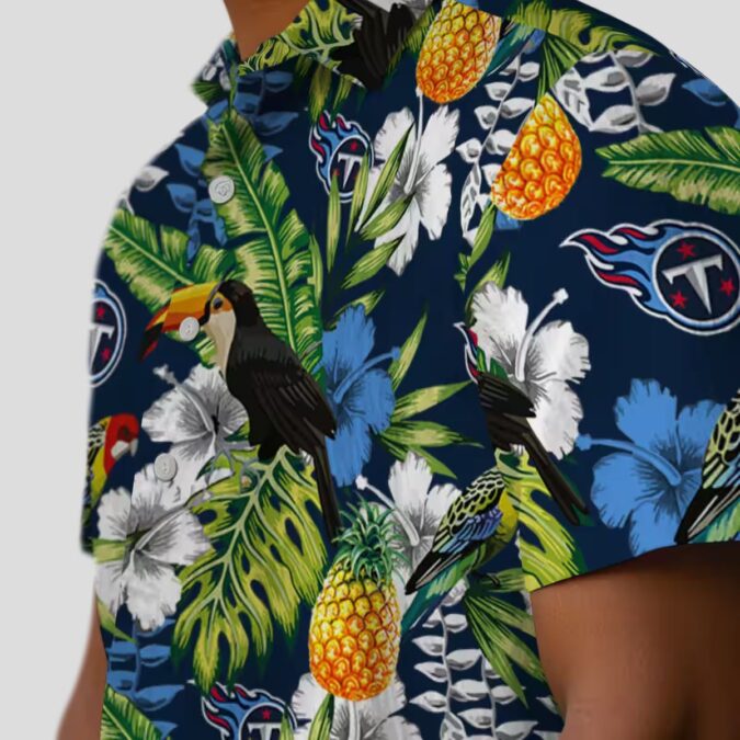 Tennessee Titans Custom Tropical Hawaiian Shirt, Toucan Navy Green Design for Women