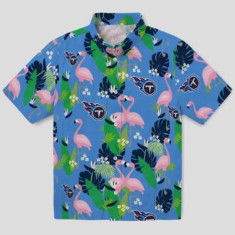 Tennessee Titans Flamingo Hawaiian Shirt, Navy Green Foliage Design for NFL Beach Lovers