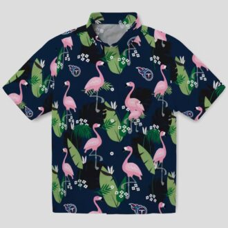 Tennessee Titans Flamingo Leaf Hawaiian Shirt, Navy Tropical Design for Summer Beach
