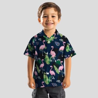 Tennessee Titans Flamingo Leaf Hawaiian Shirt, Navy Tropical Design for Summer Beach