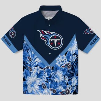 Tennessee Titans Floral Chevron Navy Hawaiian Shirt, Custom NFL Beach Shirt for Fans