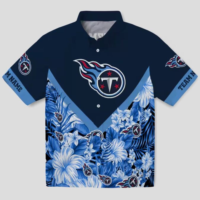 Tennessee Titans Floral Chevron Navy Hawaiian Shirt, Custom NFL Beach Shirt for Fans