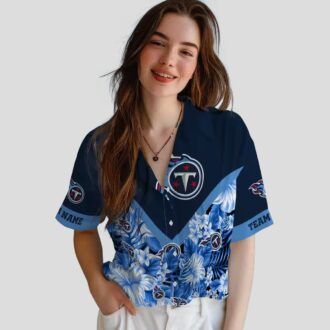 Tennessee Titans Floral Chevron Navy Hawaiian Shirt, Custom NFL Beach Shirt for Fans