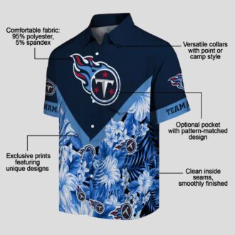 Tennessee Titans Floral Chevron Navy Hawaiian Shirt, Custom NFL Beach Shirt for Fans