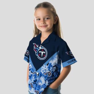 Tennessee Titans Floral Chevron Navy Hawaiian Shirt, Custom NFL Beach Shirt for Fans