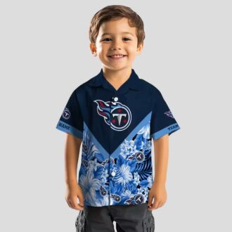 Tennessee Titans Floral Chevron Navy Hawaiian Shirt, Custom NFL Beach Shirt for Fans