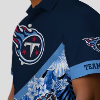 Tennessee Titans Floral Chevron Navy Hawaiian Shirt, Custom NFL Beach Shirt for Fans