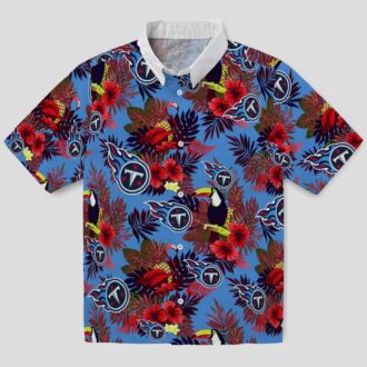 Tennessee Titans Floral Hawaiian Shirt, Navy Red Toucan Beach Shirt for NFL Fans