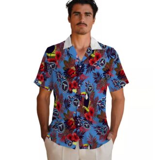 Tennessee Titans Floral Hawaiian Shirt, Navy Red Toucan Beach Shirt for NFL Fans