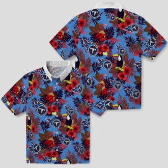Tennessee Titans Floral Hawaiian Shirt, Navy Red Toucan Beach Shirt for NFL Fans